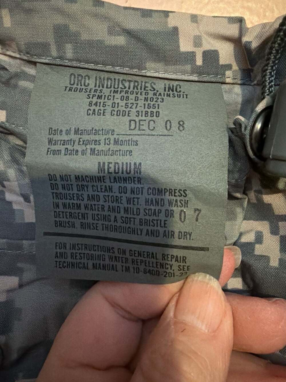 ORC‎ Industries Improved Rainsuit Trousers ACU Digital UCP Camo Medium - Picture 3 of 7